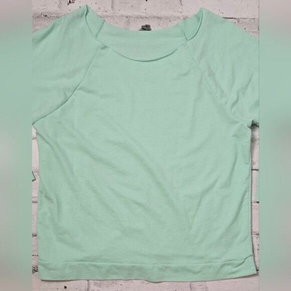 Next Level French Terry 3/4-Sleeve Raglan Pullover Raw Edge Neck - Mint Green - Picture 4 of 10